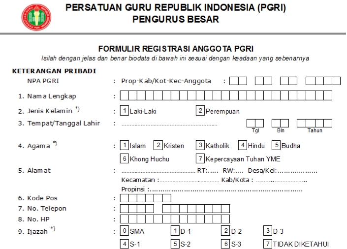 Pendaftaran PGRI Maybrat - Persatuan Guru Republik Indonesia Cabang Kabupaten Maybrat